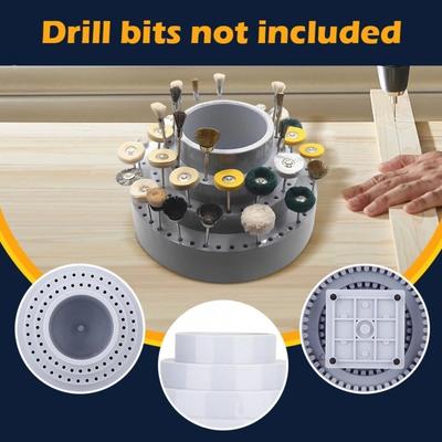 Portable Drill Bit Storage Case 360° Rotation Durable Grinding Tool Organizer Round Shape Rotating Tool Stand Tool Organization
