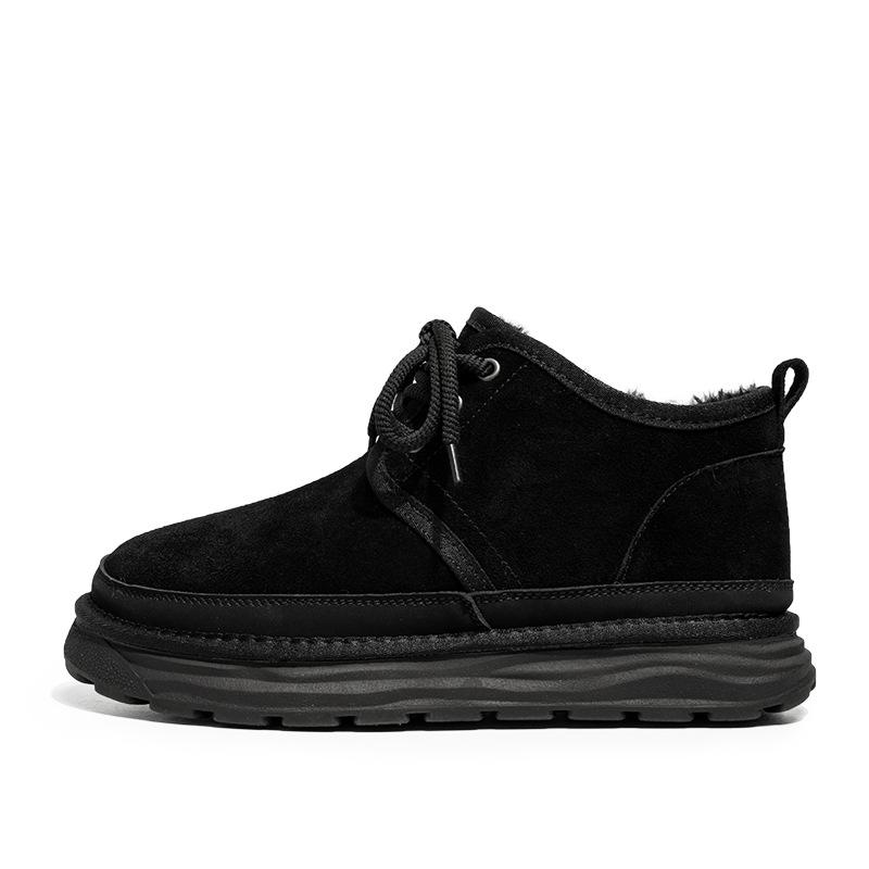 Snow boots men's autumn and winter fur integrated fleece warm mid-top cotton shoes thickened fashion casual bread shoes tooling shoes