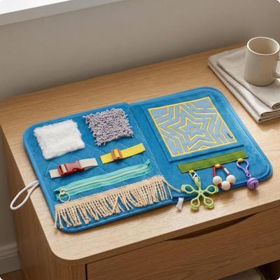 Sensory Training Book Textured Textural Activity Ribbon Ties Learning Aid for Elderly