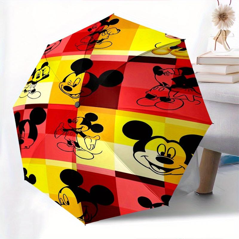 Mickey Mouse,Disney Automatic Folding Umbrella - Simple 8-Rib Design, Bright Cartoon Pattern, Durable Iron Frame, Suitable For Travel, Outdo