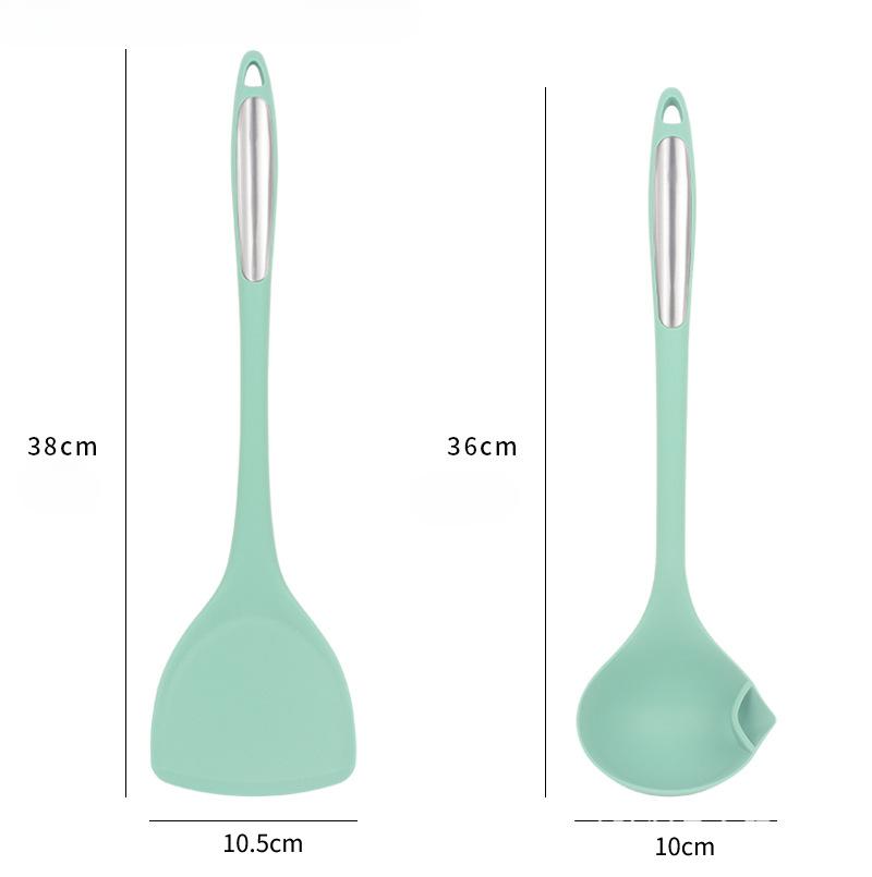Ustensile de bucătărie Separator de ulei din silicon rezistent la căldură Oală anti-opărire cu mâner lung Skimmer lingură Spatulă antiaderentă Oală fierbinte