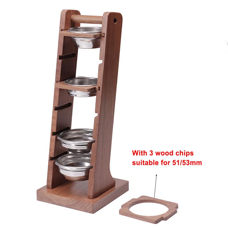 Coffee Powder Bowl Storage Rack Storage Rack Walnut Espresso Basket Display Rack Suitable for 51/53/58mm Universal Barista Tools