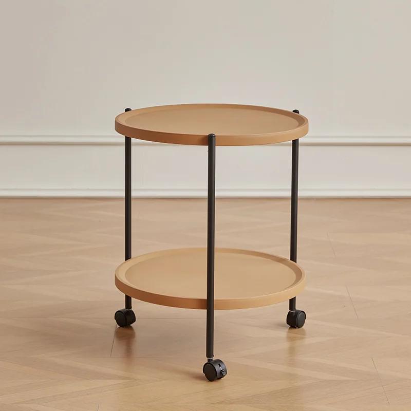 Sofa Small Round Table Balcony Light Luxury Round Small Apartment Side Table  Nordic Coffee Table Movable Dining Car Trolley