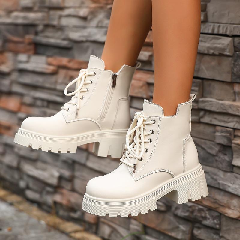 Martin boots women's winter new fashion velvet thick-soled heightening locomotive small short boots