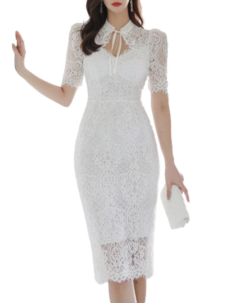 

ISLAYCAOLILA DO7 Платье Эллен Размер Кабаре Мини Клуб Вечеринка Облегающее Миди Короткое Бодикон Платье Женское (Белый, Л) - Платье, Платье, Платье, Платье, Платье, Кружево, белый