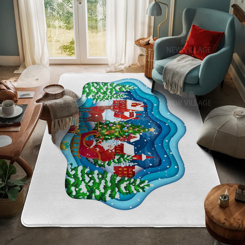 House Entrance Carpet Home Door Mat Living Room Bath Foot Bathroom Non-slip Water Absorption Rugs Bath Merry Christmas Winter