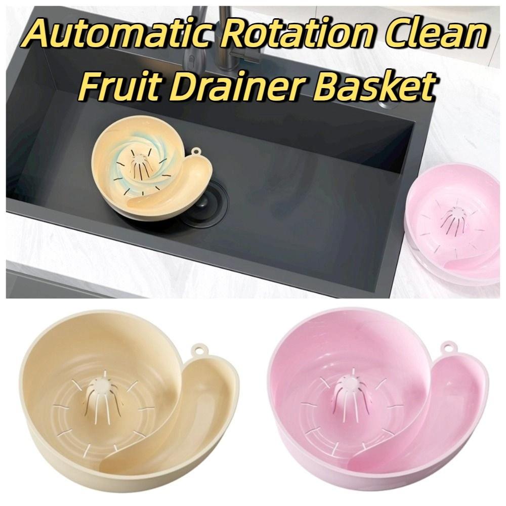 Creative Vegetable Washing Basin Automatic Rotation Clean Fruit Storage Basket  Kitchen Tool