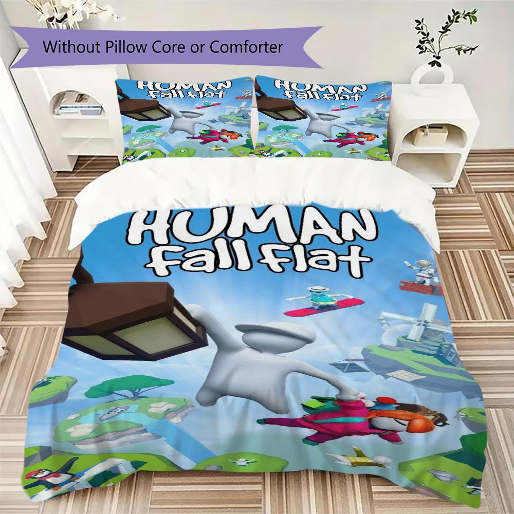 human fall flat Pattern Bedding,Quilt Set Quilt Cover Pillowcase Home Birthday Gift(1 * duvet cover + 2 * pillowcase, without core)_lx
