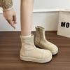 Retro Versatile Concise Low-heel Sponge Bottom Women's Boots Shoes for Women 2025 New Fashion Solid Round Toe Ankle Boot