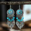 Blue Fashion Boho Temperament Water Drop Feather Earrings for Women Long Crystal Rhinestone Drop Oil Dangle Earring Jewelry