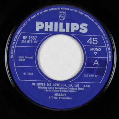 7inch Record MASSIEL - He Gives Me Love (La, La, La) / La  BF1667 Philips 1968 UK Pop Used
