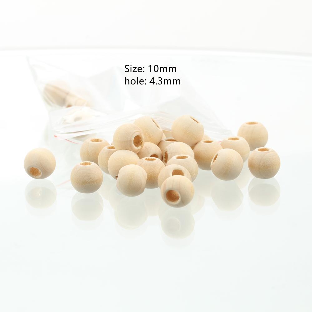 8mm 10mm 12mm 15mm 20mm-50mm Round Natural Wood Loose Big Hole Eco-friendly Beads for DIY Crafts Woodcraft Jewelry Bracelet Making Accessories