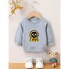 European Size Cool Cartoon Print Pattern, 0-3 Year Old Baby Boy Skin Friendly Soft Spring and Autumn Baby Thin Versatile Round Neck Hoodie