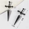 2pcs Gothic Kinitial Sword Stud Earrings,Vintage Cool Punk Crystal Goth Ear Piercing Jewelry Suitable for Daily Give Gift