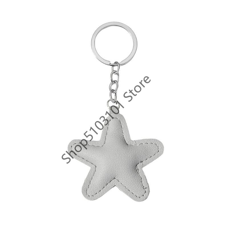 Colorful Five-Pointed Star Keyring Star Shaped Keychain Handmade PU leather Pentagrams Pendant Key Chain Bag Jewelry