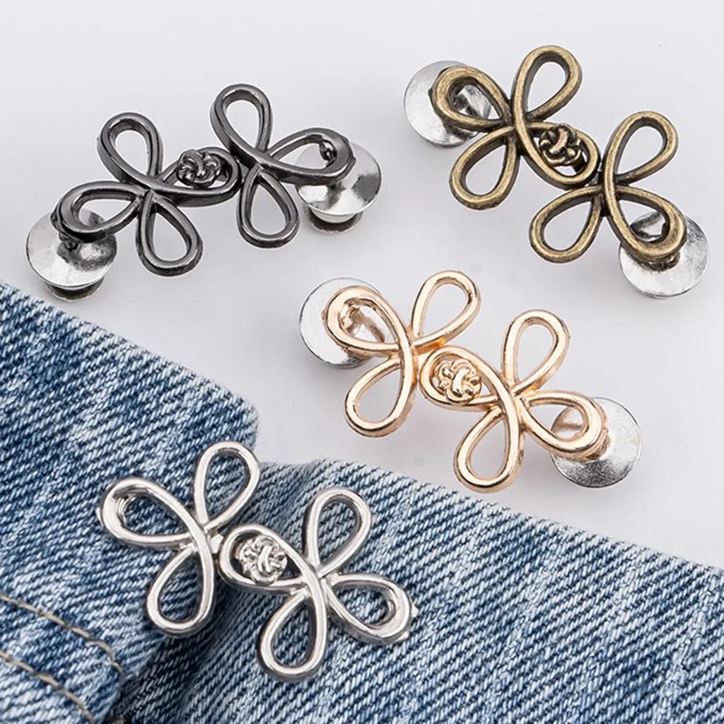 Clover Waist Button, Detachable, Nail Free, Seam Free Metal Waist Button, Jeans Waist Circumference Reduction Waist Tool
