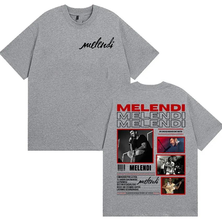 Rapper Melendi Tour 2025 Album Merch T Shirts Men's Vintage Gothic Oversized Cotton T-shirt Plus Size Streetwear Cotton Hip Hop