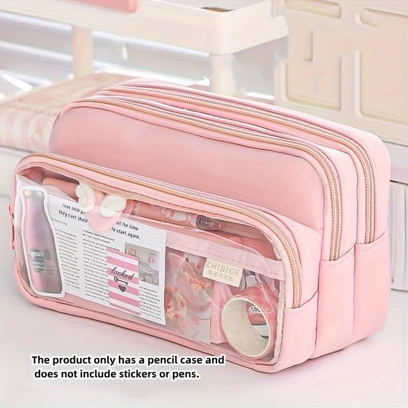 1PCNew Large Capacity Stationery Bag, Stationery Pencil Steel Pen Storage Bag, Pencil Case, Portable Cosmetic Storage Bag