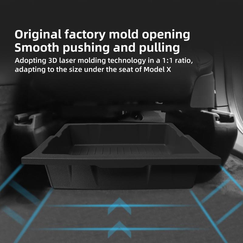 For Tesla Model X Under Seat Storage Box Car Interior Accessories Drawer Type Storage Organizer Lower Box Case 2023-2025