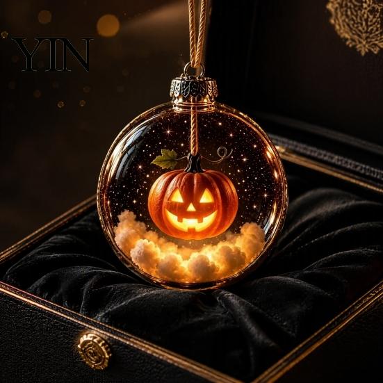 Festive Hanging Decoration Halloween Clear Ball Decoration, Glowing Sphere Ornament with Skeleton, Pendants Pumpkin, Spider Web, Black Cat Decor,