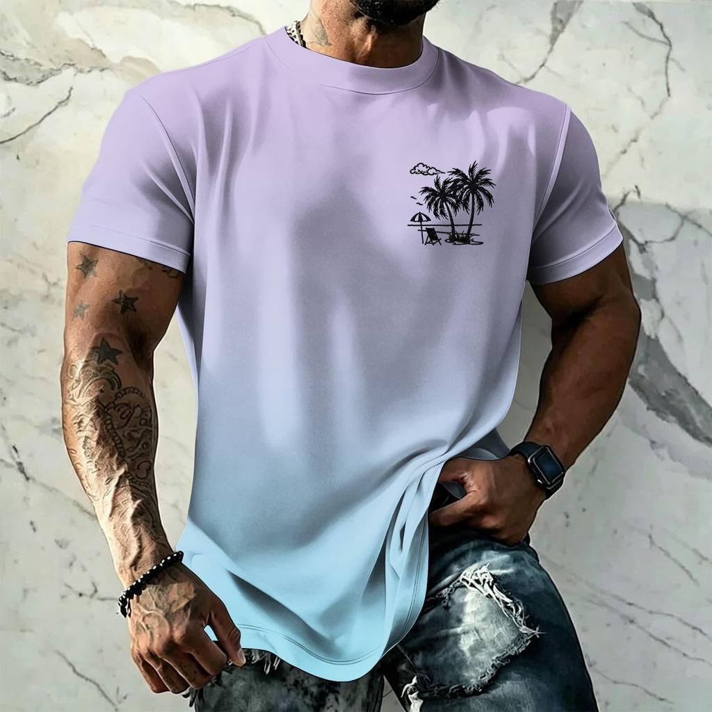 Men's Basic Hawaiian Style Short Sleeve T Shirt UPF50 Plus Sun Protection Breathable Loose Fit Summer Outdoor Casual Top