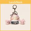 Llavero de Muñeca de Peluche Coreana Hecha a Mano con Vestido Estampado Floral y Lazo a Cuadros para Regalo y Decoración
