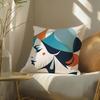 Illustration Of Diagonal Square Art Pillow Case Double-Sided Plush Sofa Cushion Covers Organic Breathable Invisible Zipper
