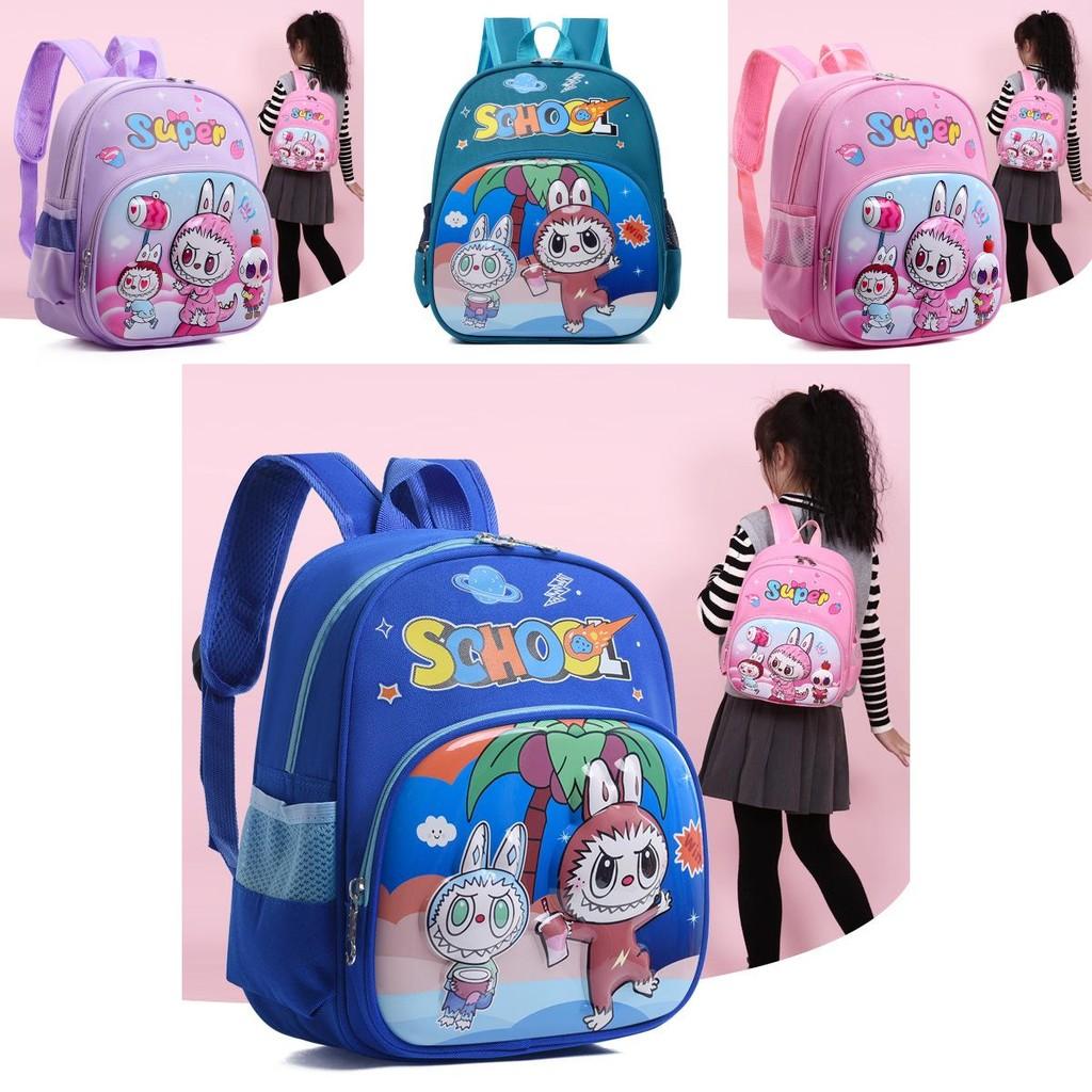 Charming Unisex Preschool Backpack In Pink Blue And Green With Cute Patterns