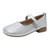 Summer 2025 Soft Leather Woven Fashionable and Elegant Single Shoes Women's Shoes Buckle Lightweight Comfortable