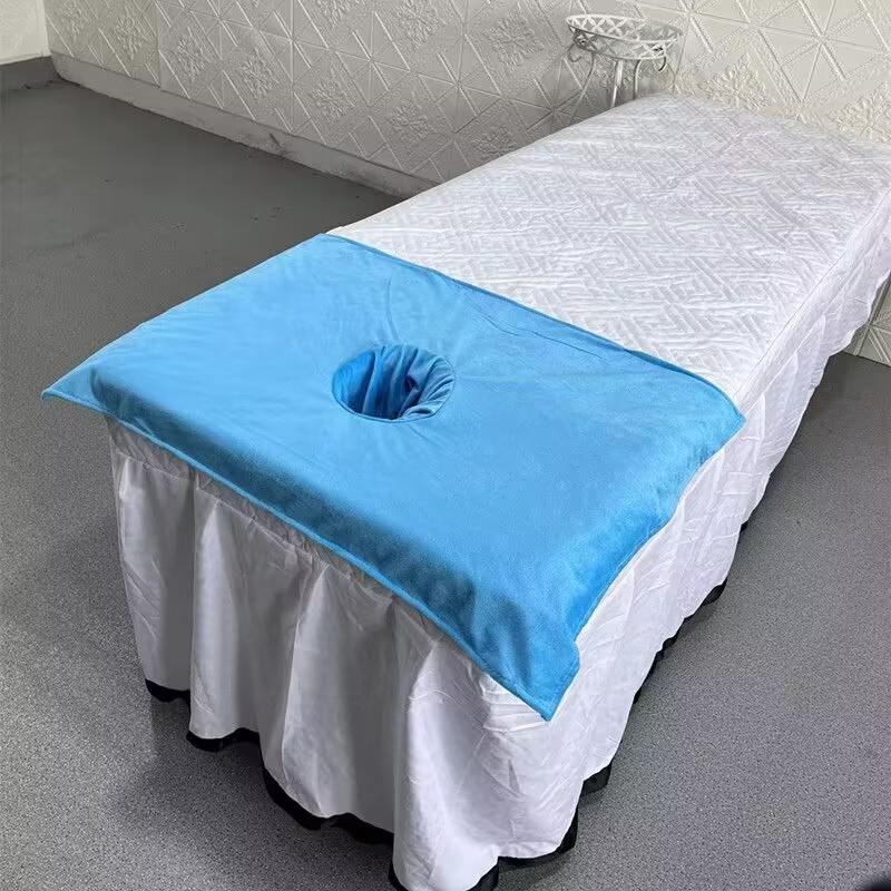 50*80cm Thickened Beauty SPA Massage Table Planking Face Towel with Hole Bed Bandana