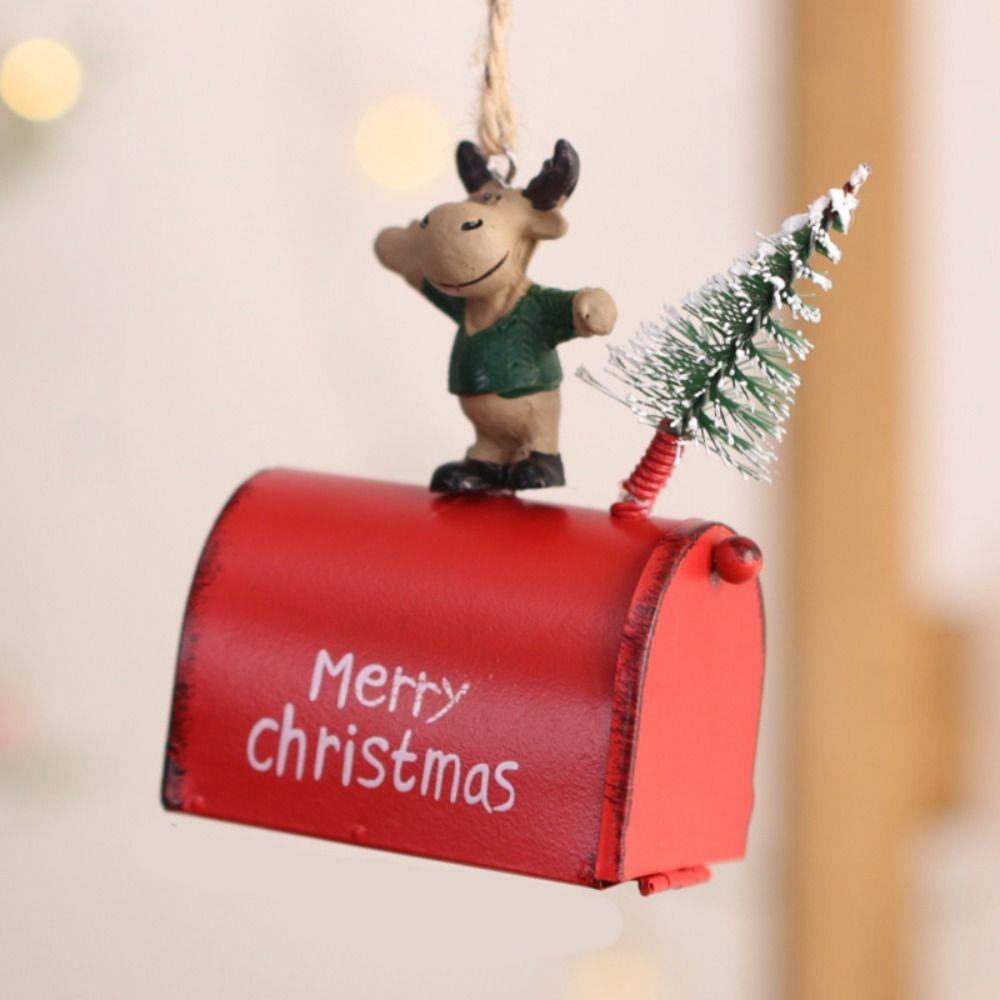 Household Iron Christmas Santa Claus Bell Painted Vintage Car Pendant Christmas Snowman Pendant Gift