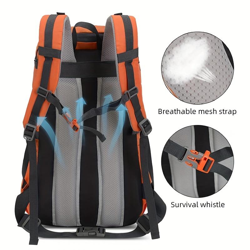 Men's Outdoor Camping Backpack With Trekking Poles Fixed Strap, Large Capacity Travel Hiking Mountaineering Bag, Multi-functional Knapsack