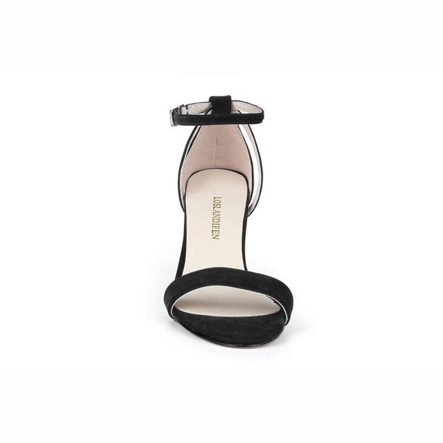 LOSLANDIFEN Modische Damen-Sandalen mit Knöchelriemen, für den Sommer, Büro, dünne High Heels, klassische Party-Schnalle, Pumps aus rotem Samt