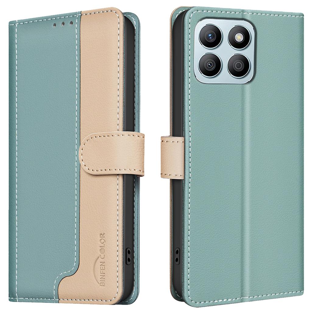 For Honor X8b 4G Leather Case Splicing Color RFID Blocking Phone Cover