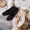 Coarse Heel Plush Single Shoes Women's Shoes Spring and Autumn 2025 New Light Mouth Versatile One-pedal Cotton Shoes French Temperament Ladyshoes