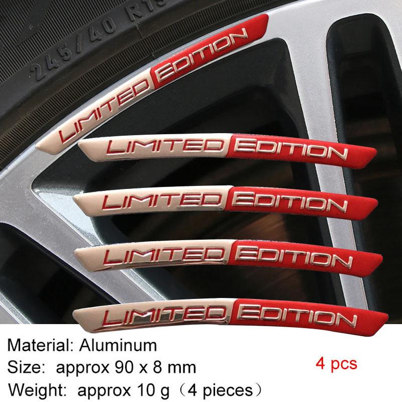 4x Aluminiowy Emblemat EDYCJA LIMITOWANA Naklejki na Piasty Kół Samochodowych Naklejka Pasek Dekoracyjny Obręczy Opony Akcesoria Uniwersalne Zewnętrzne do Auta
