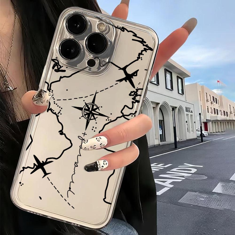 Aircraft route map Phone Case For Samsung S26 S25 S24 S23 S22 S21 S20 FE Note20 Note10 Plus Ultra Lite Edge Clear Soft TPU Cover