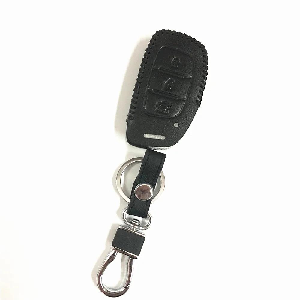 Leather Key Case Key Fob Cover keychain For Hyundai ix35 iX45 ix20 iX25 i10 i20 i30 i40 HB20 Sonata Verna Solaris Elantra Accent