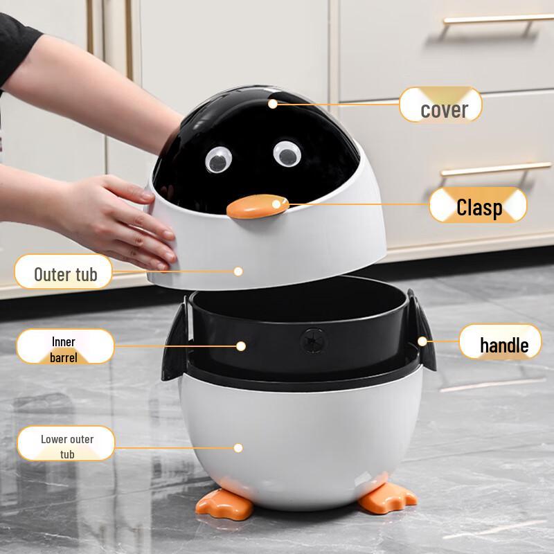 Penguin Flip-Top Trash Can
