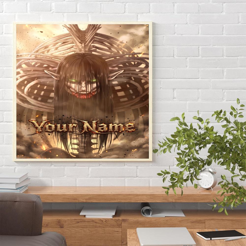 Attack Titan Personalized Text Diamond Painting Round Diamond Mosaic Rhinestones Diamond Embroidery Craft Kit Wall Decor Without Frame