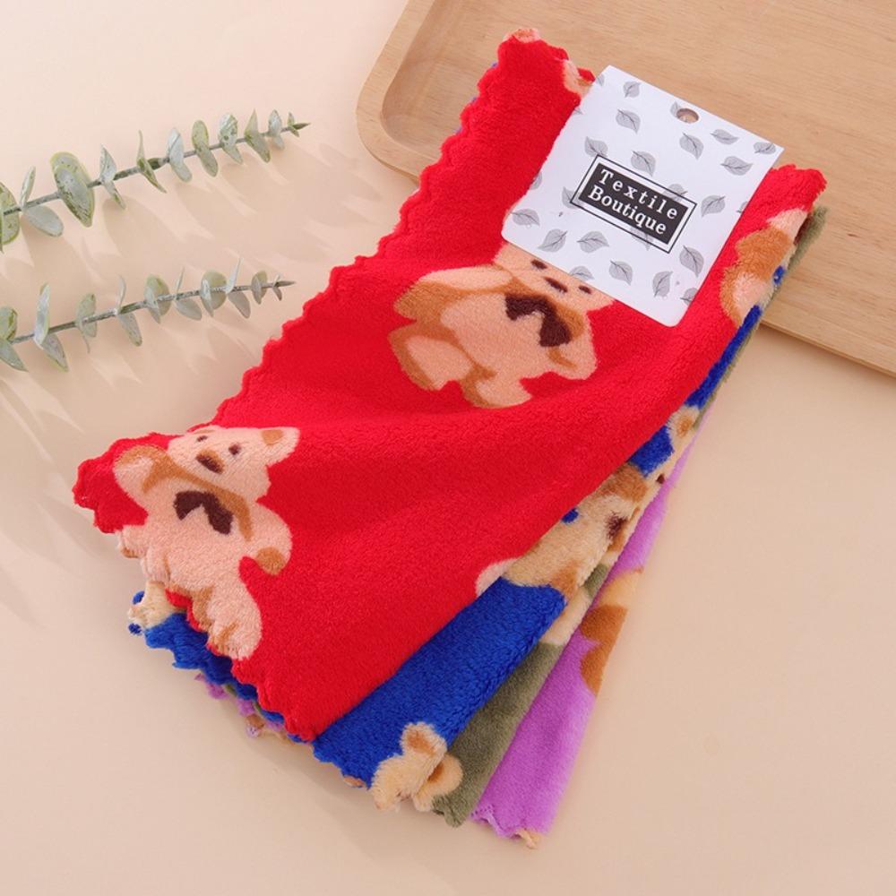 4Pcs Soft Absorbent Kitchen Cleaning Cloths Coral Fleece Reusable Dishcloth Napkins Tableware Cleaning Wipe