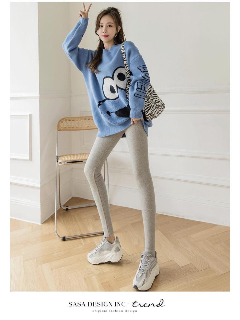 Damen Lammwoll-Leggings mit hohem Bund und Samtfutter - Warme, dicke, kältebeständige Winterhose