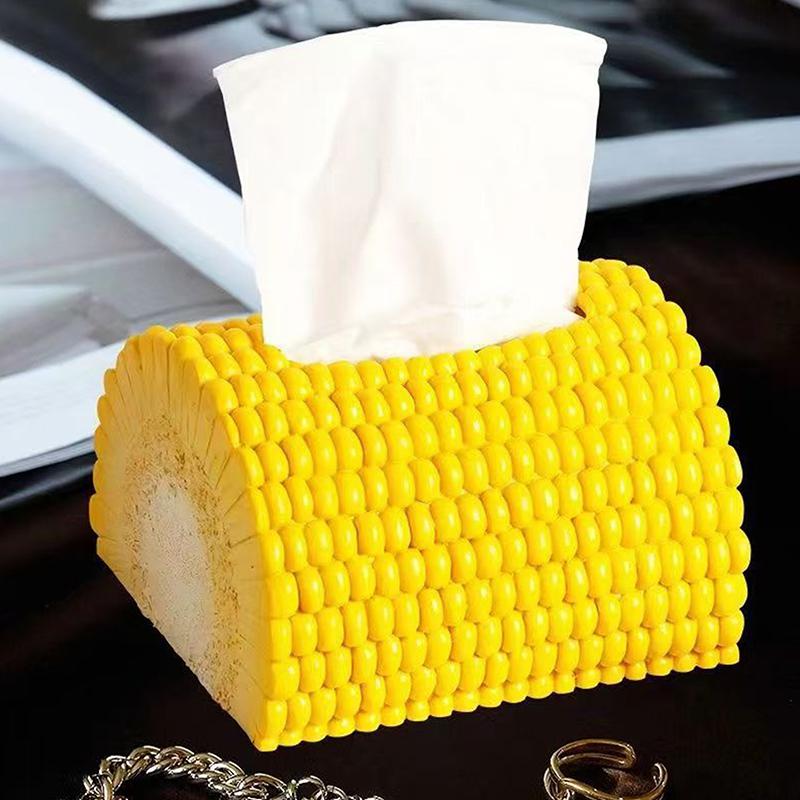 Cutie de șervețele în formă de porumb, recipient decorativ pentru prosoape de hârtie, cutie elegantă de depozitare a șervețelelor, reîncărcabilă, dozator de șervețele, rack