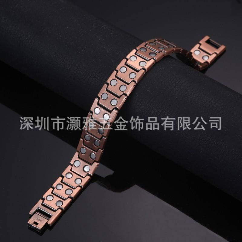 Adjustable Red Copper Magnetic Bracelet With Cross Design Vintage Style Geometric Mens Jewelry