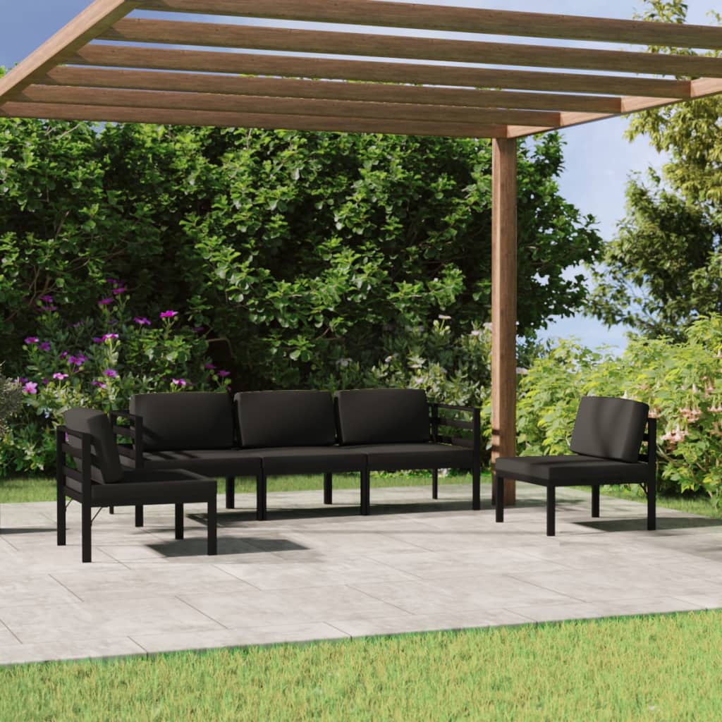 Vidaxl 5-Cz. Garden Furniture Set, Cushions, Aluminium, Anthracite