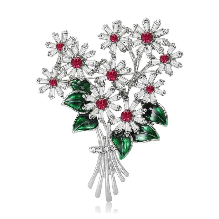 Elegante Unisex-Anstecknadeln Gänseblümchen-Strauß und Strasssteine Reversnadel für Lässige Veranstaltung Party Zubehör Geschenk weiß