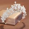 Fairy Rhinestone Tiara Silver Pearl Tiaras Elegant Bride Crown  Queen