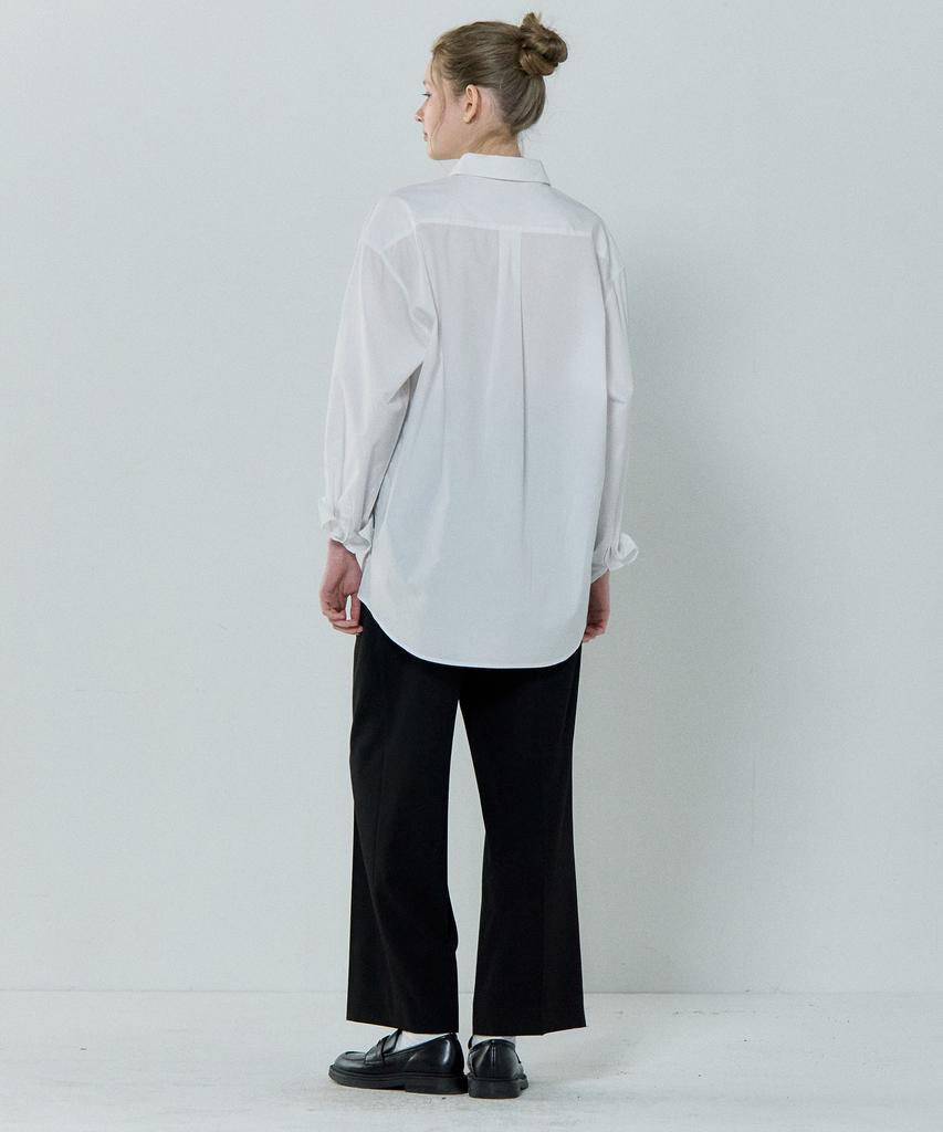 BASIC HOUSE Women'S High-Waisted Wide-Fit Hidden Elastic Waist Slacks Lapt0201