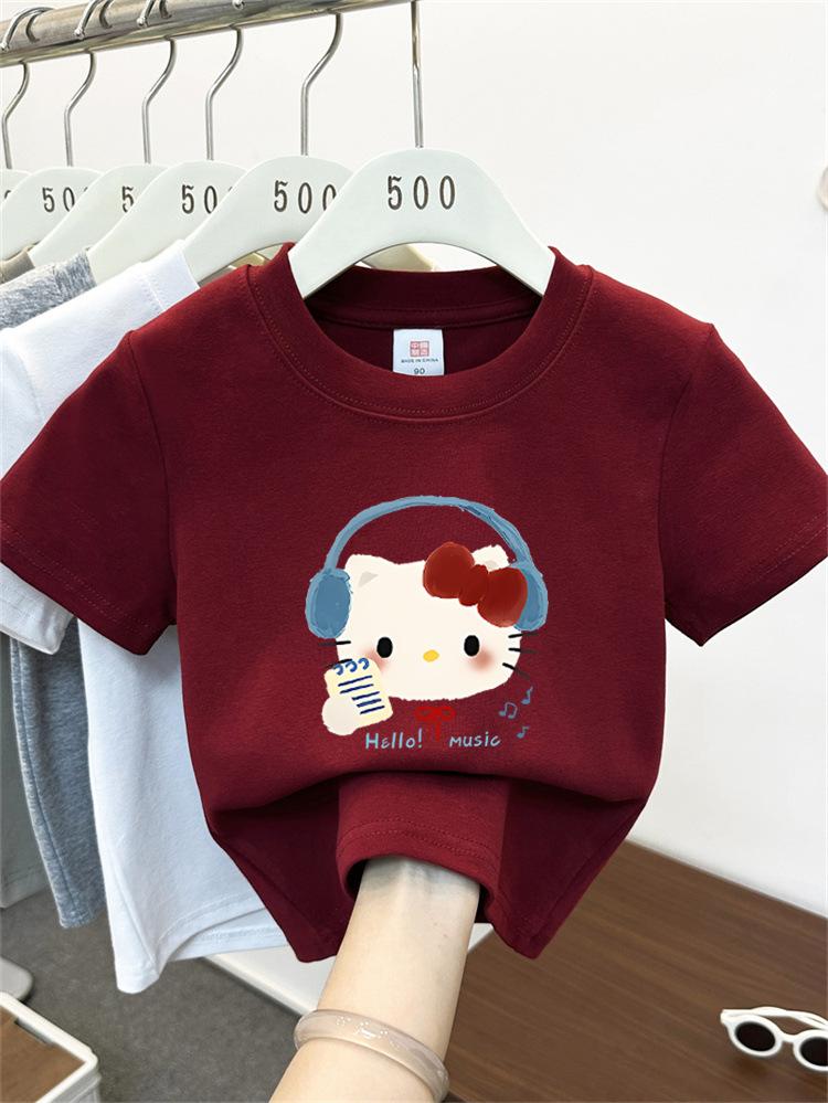 Kids Summer Cotton Cartoon T Shirt Loose Short Sleeve Round Neck Top For Boys And Girls