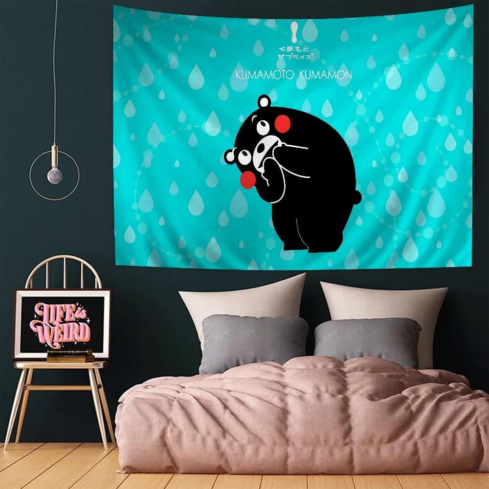 K-Kumamons Bear DIY Wall Tapestry Hanging Tarot Hippie Wall Rugs Dorm INS Home Decor 100X70CM